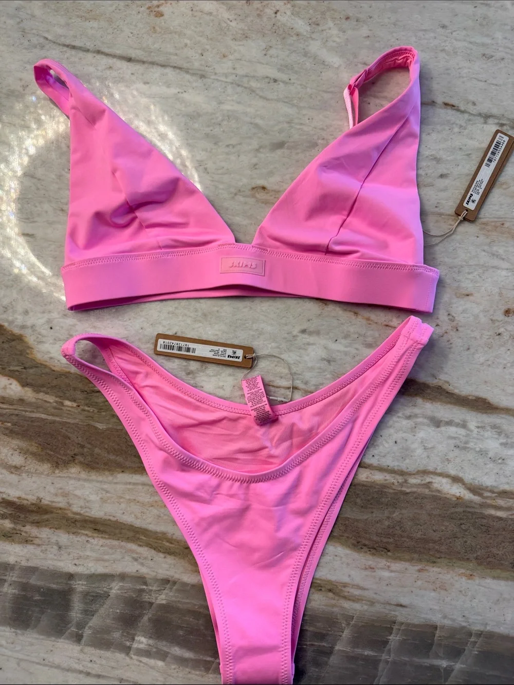 🔥NWT (SET) SKIMS Plunge Bikini Top & Cheeky Tanga (MEDIUM) Light Pink👙